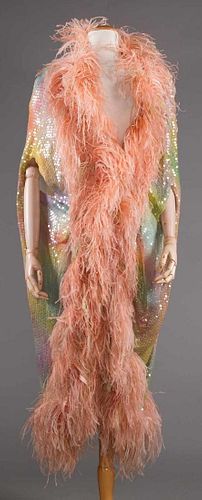 ADOLFO SEQUINED & FEATHERED EVENING CAPE, 1980s