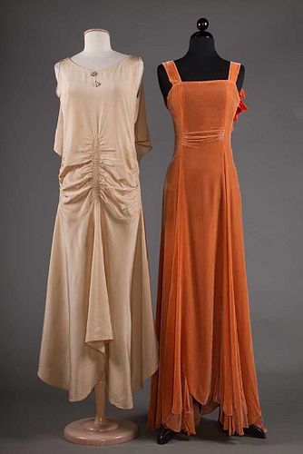 TWO BIAS-CUT EVENING DRESSES, 1930s