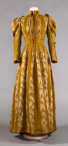 WOOL BROCADE DAY DRESS, MID 1890s
