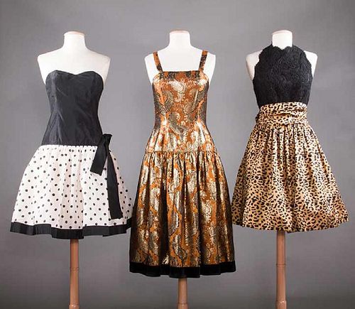 THREE PARTY DRESSES, LATE 20TH C