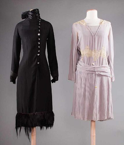 TWO SILK AFTERNOON DRESSES, 1920s