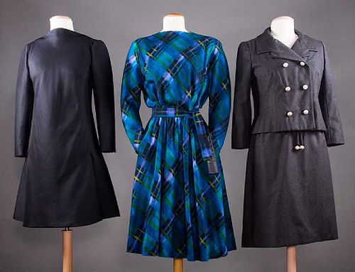 THREE WOOL DESIGNER DRESSES, 1960s