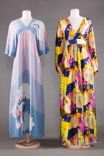 TWO PRINTED MAXI DRESSES, c. 1970