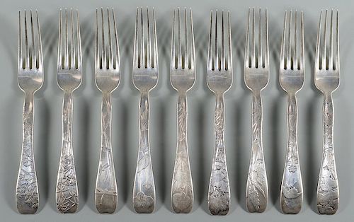 Tiffany Lap Over Edge Silver Forks, 9
