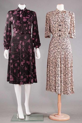 TWO PRINTED DAY DRESSES, 1970