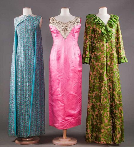 THREE EVENING GOWNS, 1960-1970s