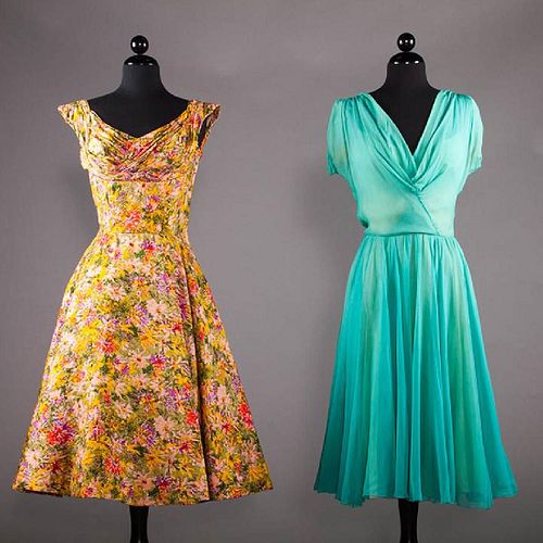 TWO AMERICAN DESIGNER PARTY DRESSES, 1950s