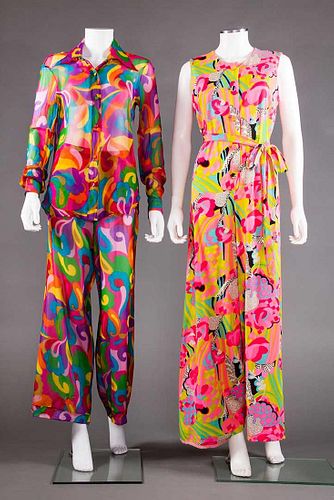 2 MOD PRINTED PANT OUTFITS, 1960s