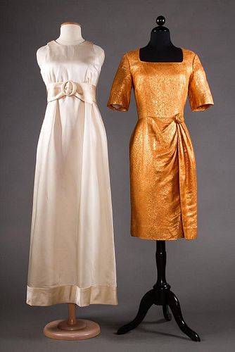 1 LADY'S SILK GOWN & 1 SILK COCKTAIL DRESS, 1960s
