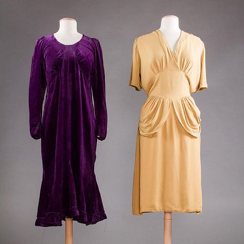2 AFTERNOON DRESSES, 1930-1940s