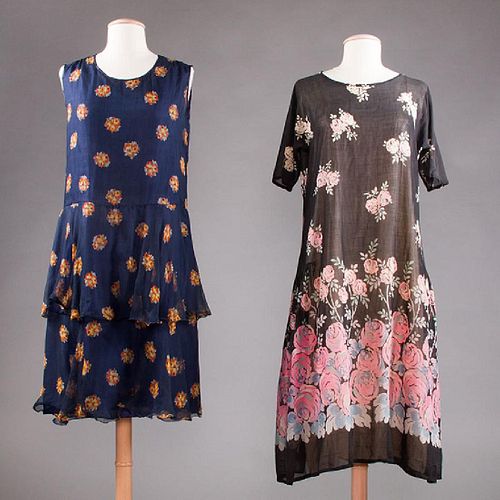2 PRINTED DRESSES: 1 DAY & 1 PARTY, 1920s