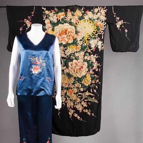 EMBROIDERED KIMONO & LOUNGING PJs, EARLY 20TH C