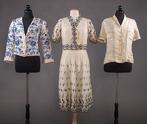 2 SUMMER JACKETS & 1 DRESS, 1930s