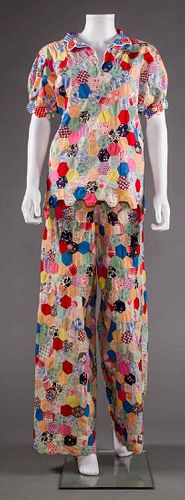 COLORFUL PIECED QUILT BEACH PJs, 1930s