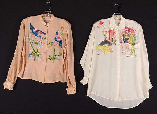 SIX HAND-PAINTED BLOUSES, EARLY 1950s