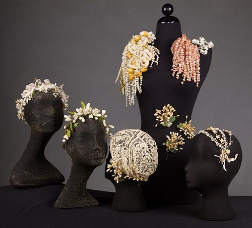 WEDDING CORONETS & CLOTH CORSAGES, EARLY 20th C.