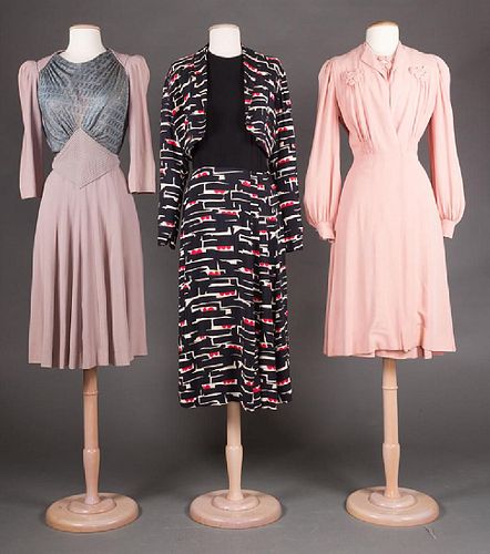 3 DAY DRESSES, 1940s