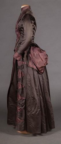 MAUVE LARGE CHECK DAY DRESS, LATE 1880s