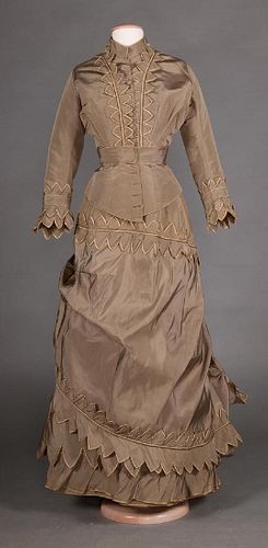 COCOA SILK DAY DRESS, 1870s