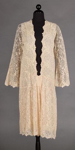 TAMBOUR LACE COAT/ OVERDRESS, EARLY 20th C