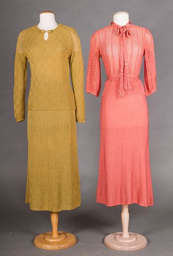 2 KNIT DRESSES, 1930s