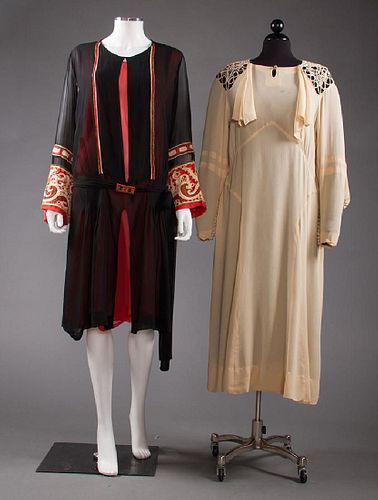 2 CHIFFON AFTERNOON DRESSES, 1920-1930
