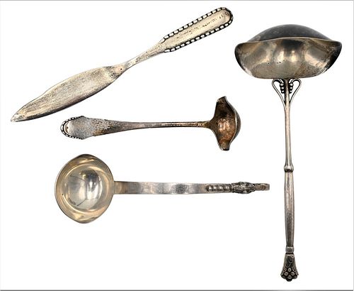 Four Piece Group of Georg Jensen, to include three ladles and a butter knife, 6.9 t.oz.