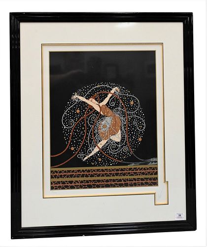 Framed Erte Serigraph, depicting a girl with long hair "Ondee", numbered 58/300, pencil signed lower right Erte, 21" x 16.5".