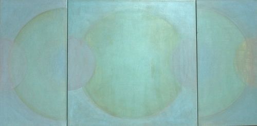 Robert Cole (1939-2013), Monoma, three part acrylic on canvas, total 73" x 146".
