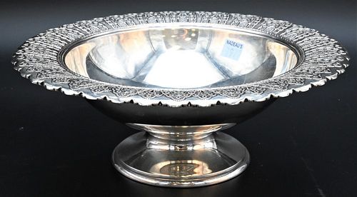 Sterling SIlver Six Piece Lot, to include large Old Lace by Wallace Compote, two small compotes, small tray, sugar, and creamer, bowl diameter 10.25 i