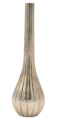 Ravissant Sterling Silver Bud Vase, marked Ravissant 925 on bottom, height 10 inches, 9.9 troy ounces.