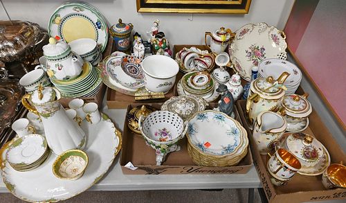 Six Tray Lots of Porcelain and China, to include Napoleon porcelain tea set, Czechoslovakia coffee set with painted figures, French porcelain urn, pla