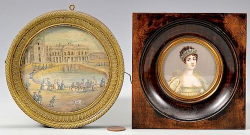 2 French Themed Miniature Paintings