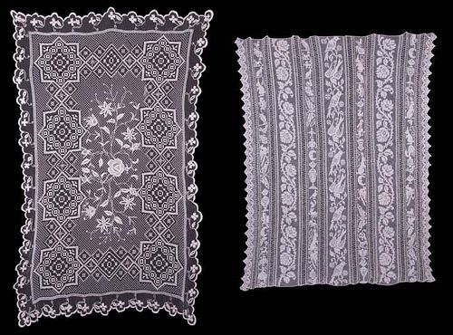 TWO EXCEPTIONAL FILET HOUSEHOLD TEXTILES, EARLY 20TH C