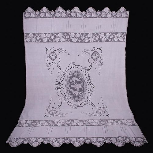 LACE & EMBROIDERED TABLE COVERINGS & CURTAINS