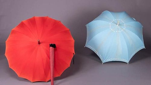 ONE COURREGES & SIX UNLABELED UMBRELLAS, MID- LATE 20TH
