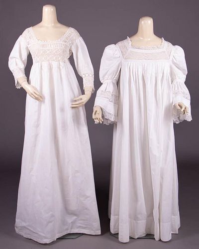 TWO COTTON BEDGOWNS, LATE 19TH -EARLY 20TH C
