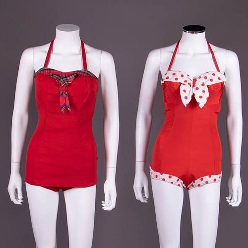 TWO DEADSTOCK BATHING SUITS, AMERICA, EARLY 1950s