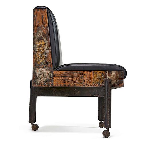 PAUL EVANS Eight Patchwork dining chairs