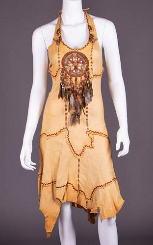 NATIVE AMERICAN INSPIRED DEERSKIN DRESS, LA, EARLY 70's