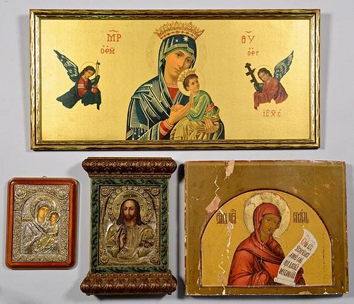 Grouping of 4 Russian and Greek Icons