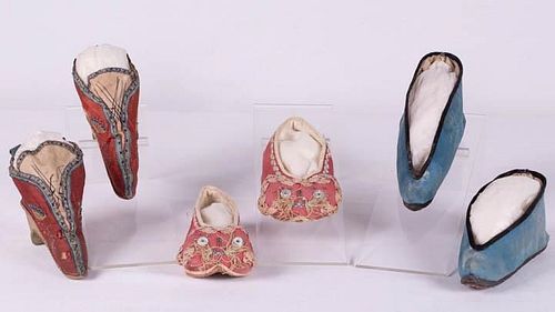 THREE PAIR SILK SHOES, CHINA, LATE 19TH- EARLY 20TH C
