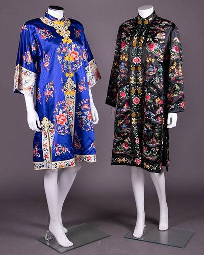 TWO EMBROIDERED EXPORT ROBES, 1940-1950s