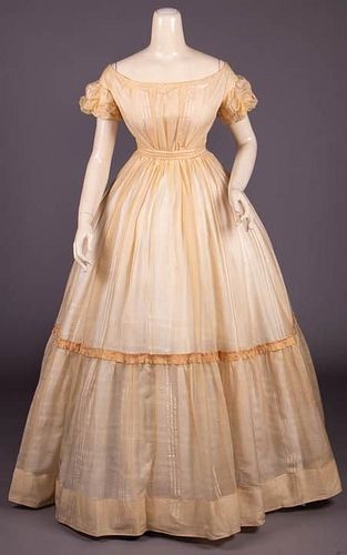 WOOL CHALLIS EVENING DRESS, c. 1850