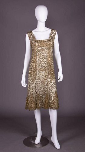 HOUSE OF ADAIR LAMÃ‰ EMBROIDERED PARTY DRESS, MID 1920s