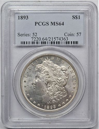 1893 Morgan Silver Dollar PCGS MS 64