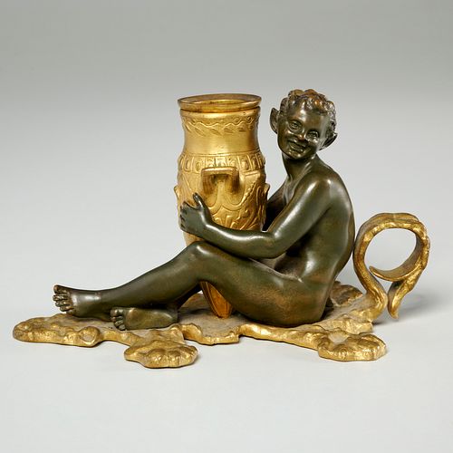 Louis Kley, parcel gilt bronze candleholder