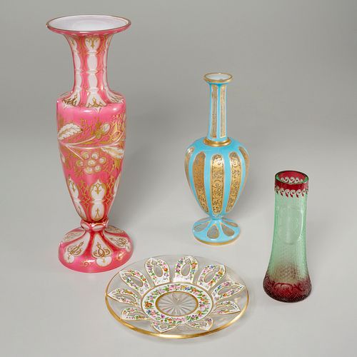 Antique Bohemian and cameo glass group