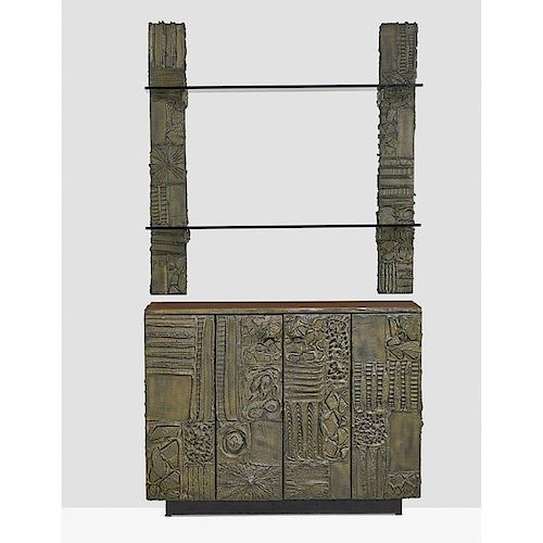PAUL EVANS Sculptured Metal cabinet with shelving