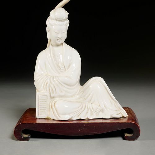 Chinese blanc de chine Guanyin mounted as a lamp